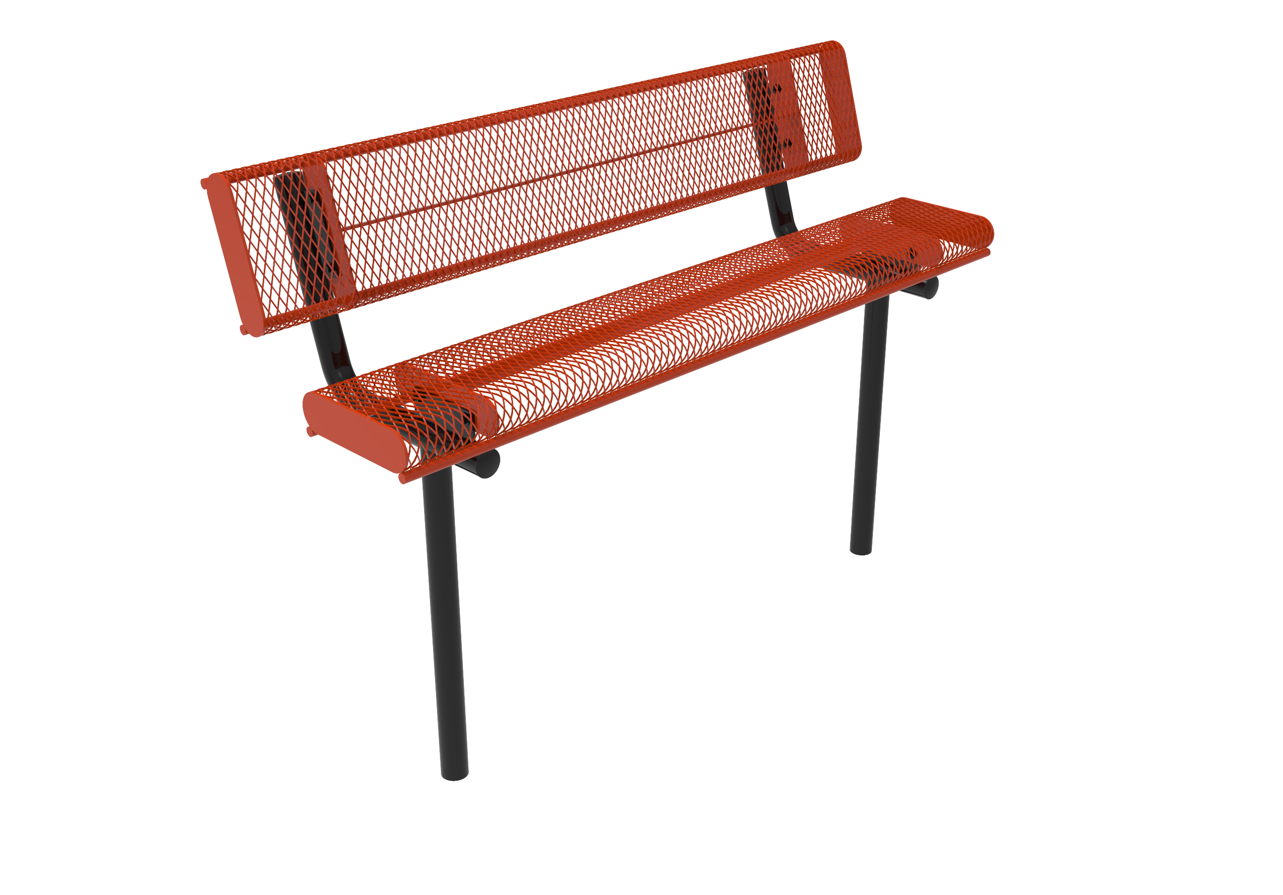 MyTCoat 4' - 6'  Bench with Back - Rolled Edges - Expanded Metal - Inground Mount