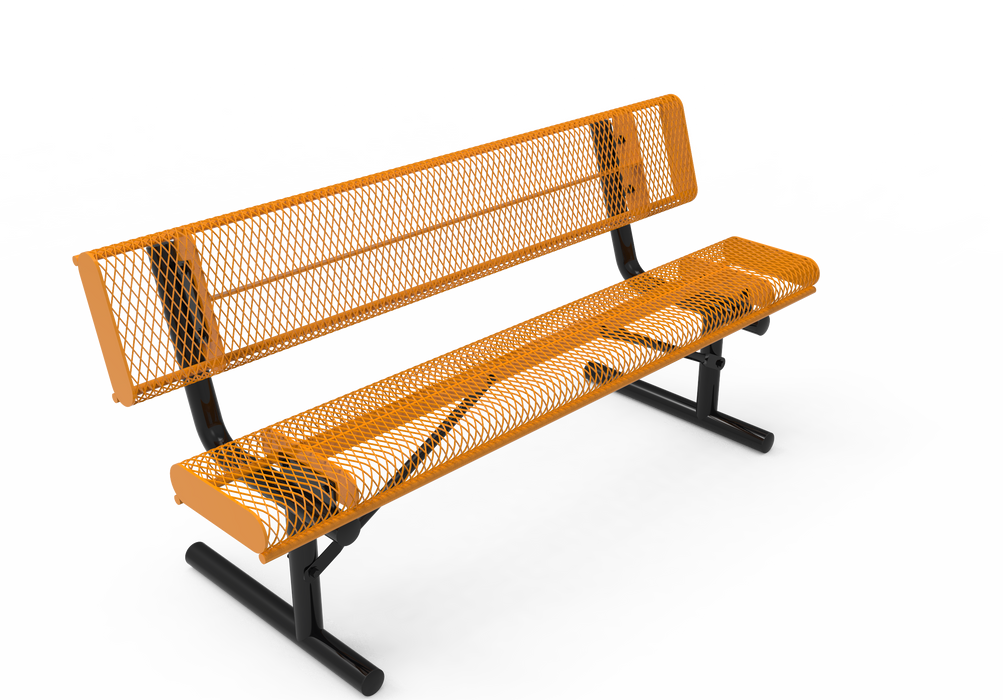 4' - 6'  Bench with Back - Rolled Edges - Expanded Metal - Portable