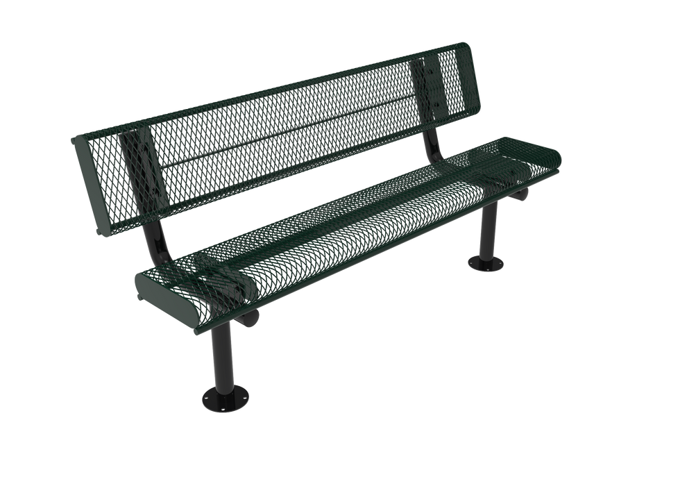 4' - 6' Bench with Back - Rolled Edges - Expanded Metal - Surface Mount