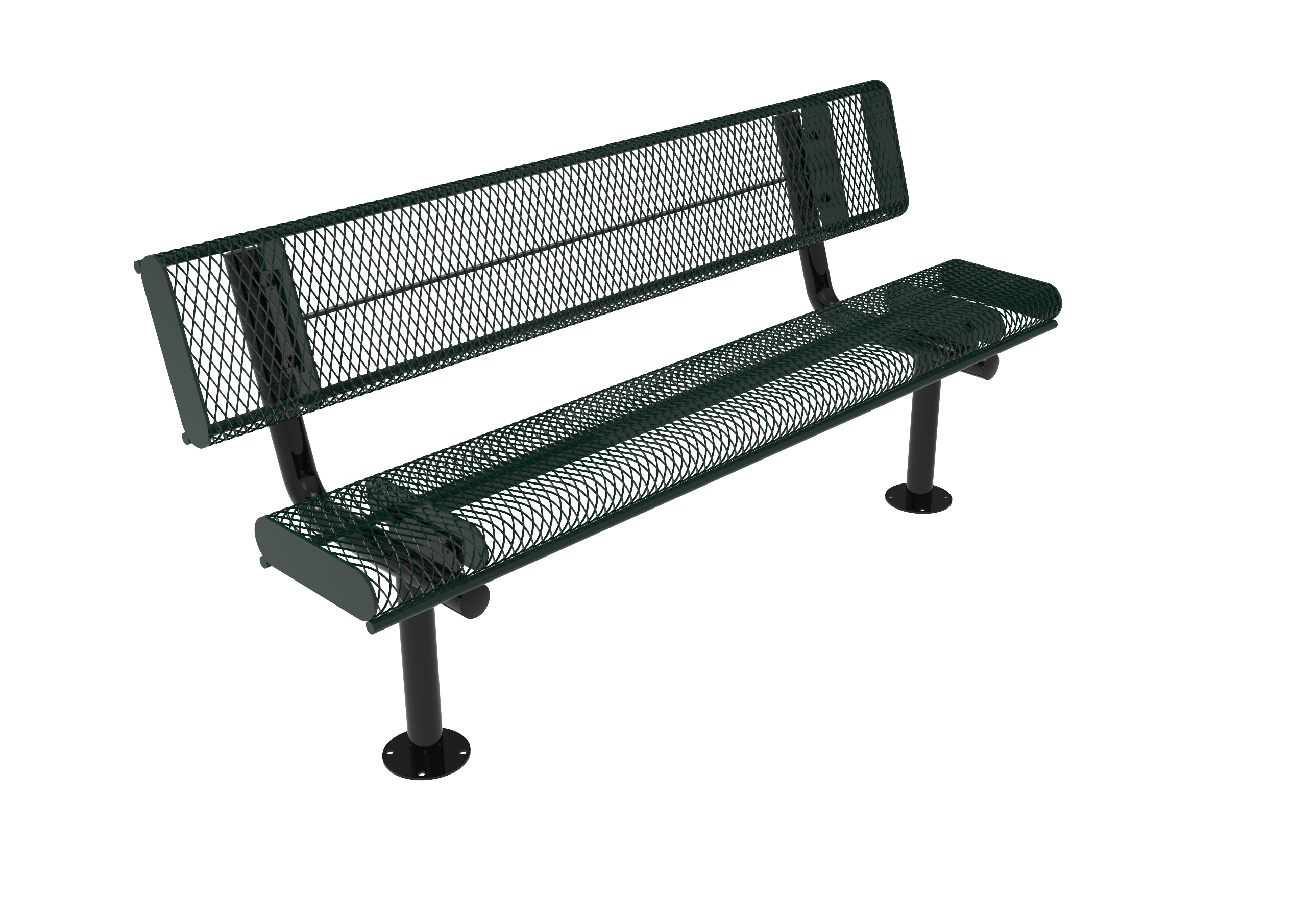 MyTCoat 4' - 6' Bench with Back - Rolled Edges - Expanded Metal - Surface Mount