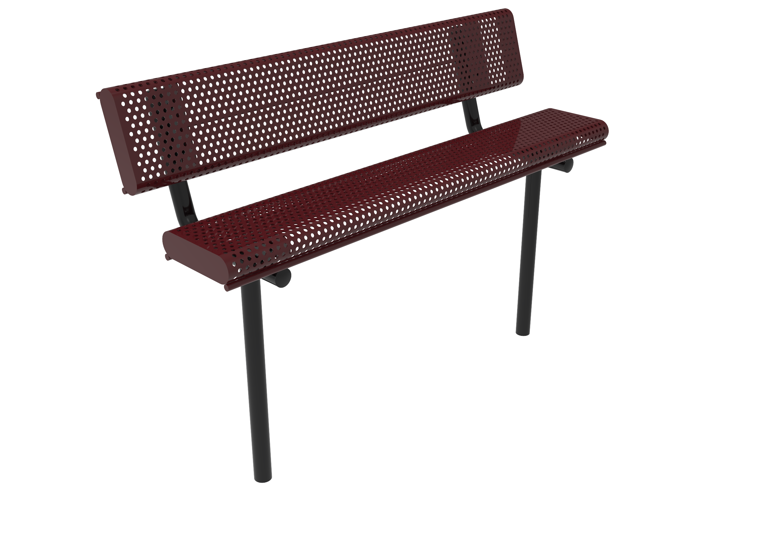 MyTCoat 4' - 6'  Bench with Back - Rolled Edges - Punched Steel - Inground Mount