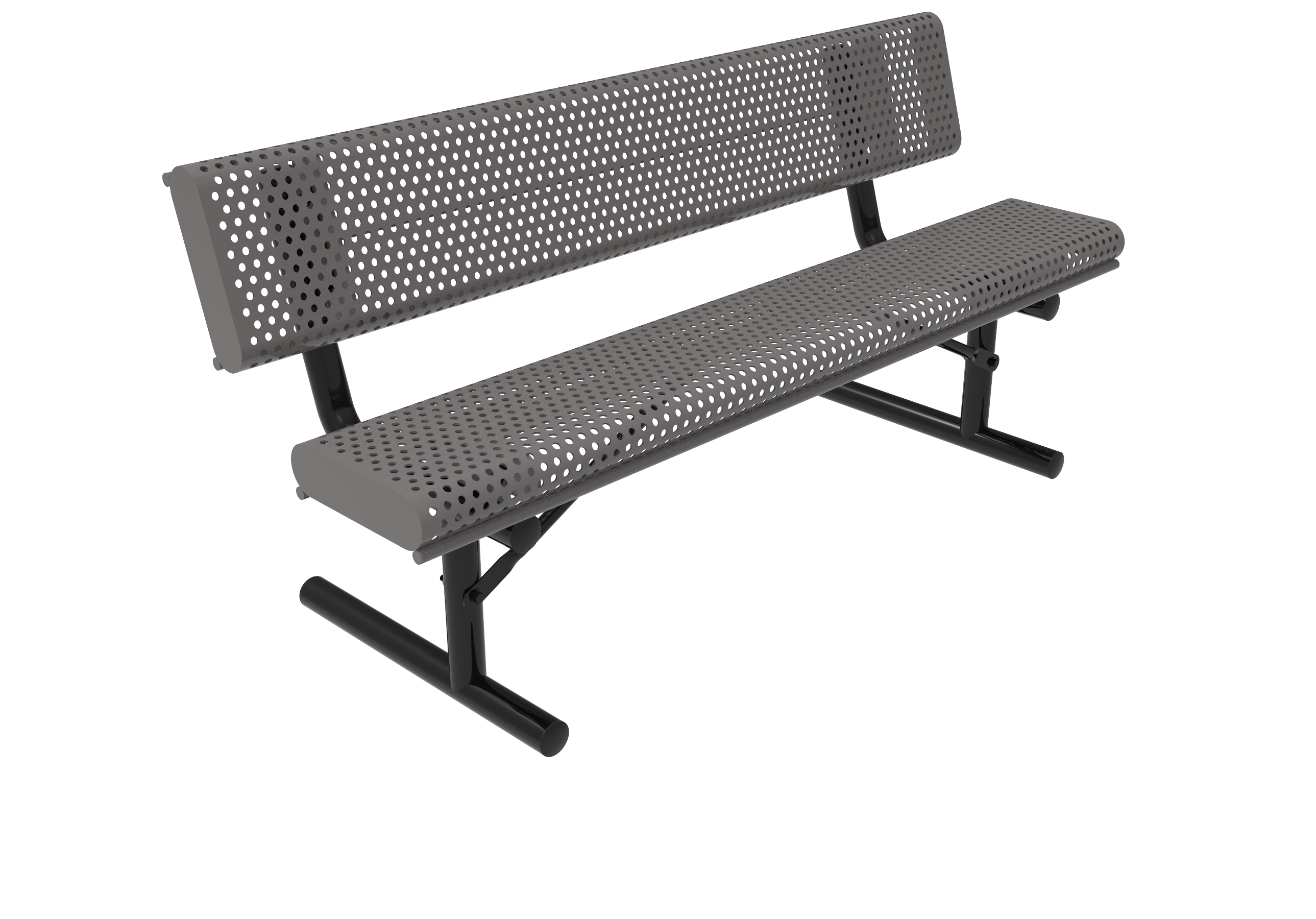 MyTCoat 4' - 6'  Bench with Back - Rolled Edges - Punched Steel - Portable