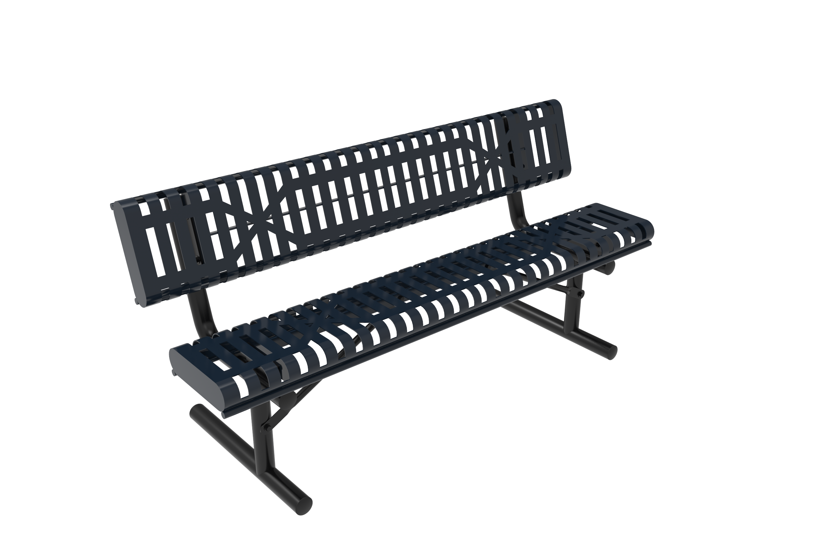 MyTCoat 4' - 6'  Bench with Back - Rolled Edges - Slatted Steel - Portable