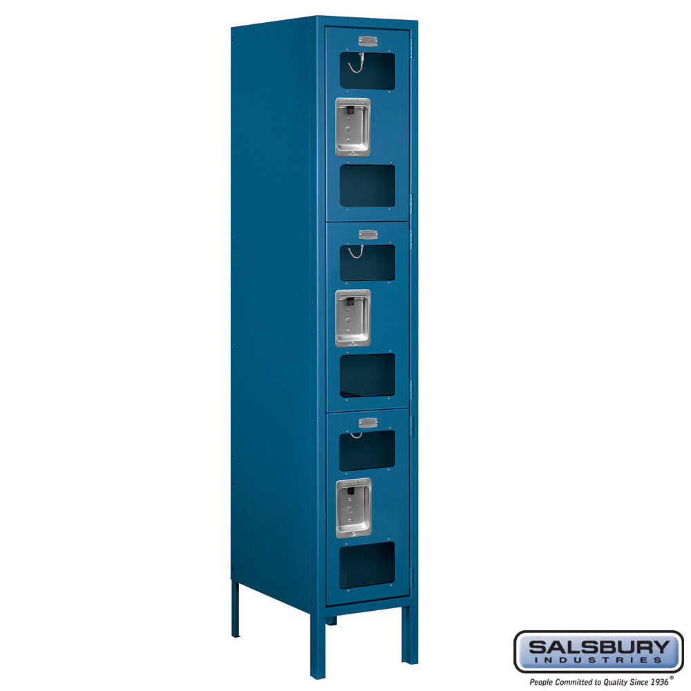 12" Wide Triple Tier See-Through Metal Locker - 1 Wide - 5 Feet High - 18 Inches Deep