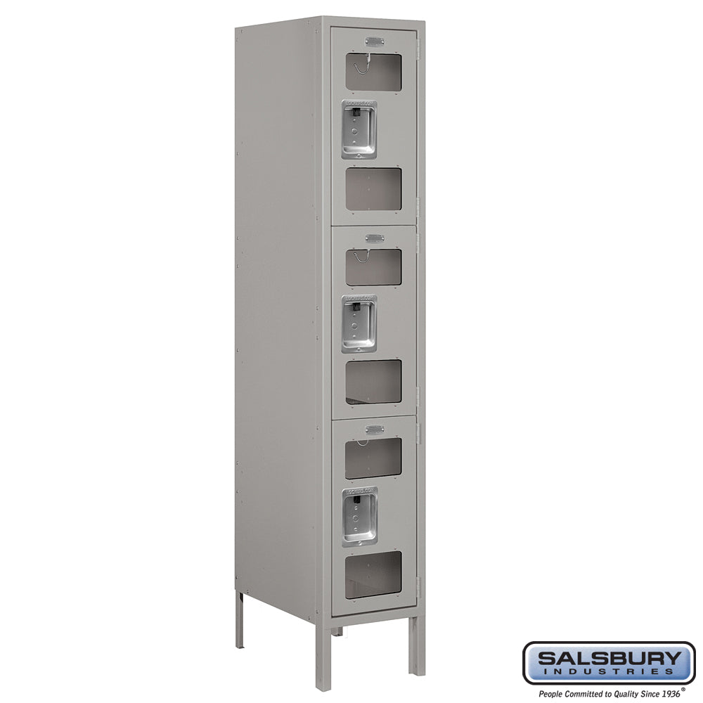 12" Wide Triple Tier See-Through Metal Locker - 1 Wide - 5 Feet High - 18 Inches Deep