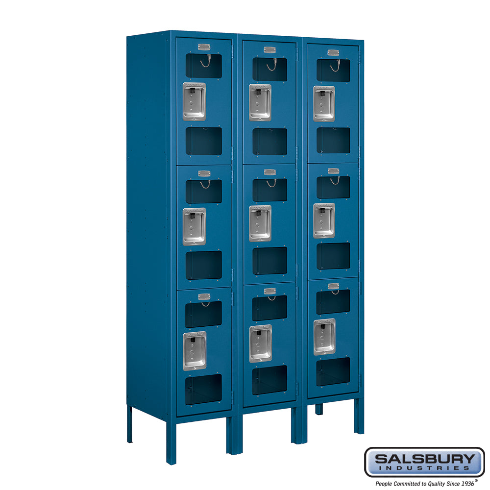 12" Wide Triple Tier See-Through Metal Locker - 3 Wide - 5 Feet High - 12 Inches Deep