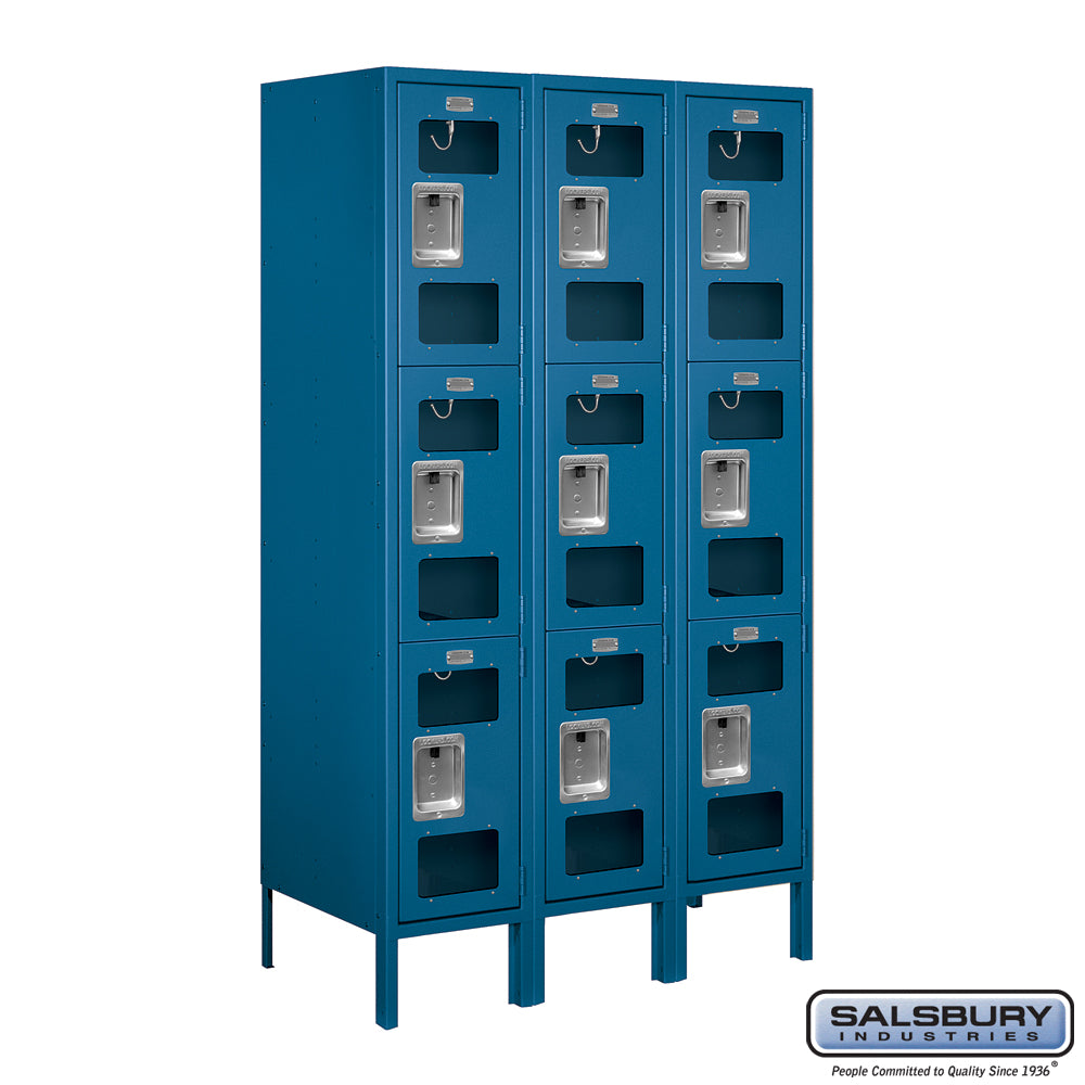 12" Wide Triple Tier See-Through Metal Locker - 3 Wide - 5 Feet High - 18 Inches Deep