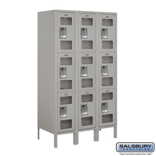 12" Wide Triple Tier See-Through Metal Locker - 3 Wide - 5 Feet High - 18 Inches Deep