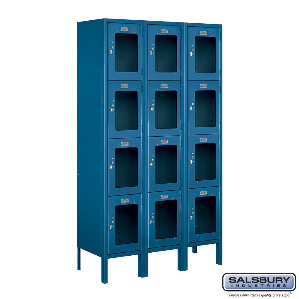 12" Wide Four Tier See-Through Metal Locker - 3 Wide - 5 Feet High - 12 Inches Deep