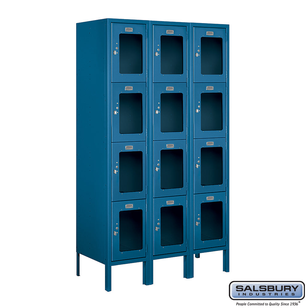 12" Wide Four Tier See-Through Metal Locker - 3 Wide - 5 Feet High - 15 Inches Deep