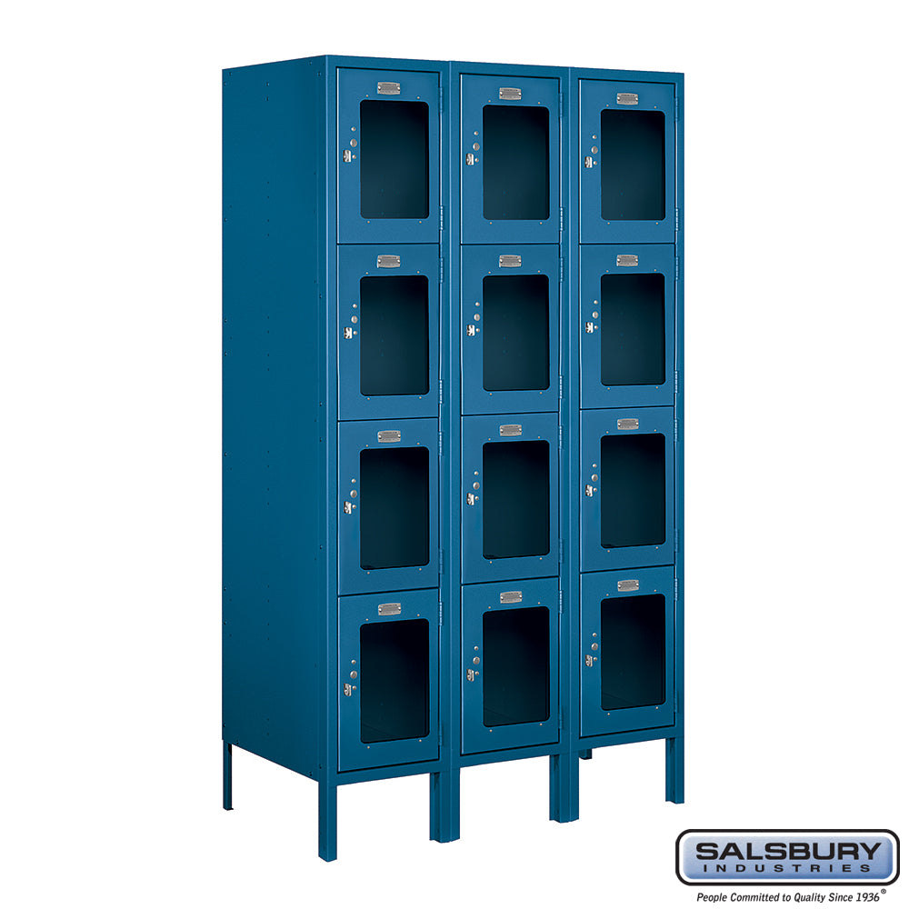 12" Wide Four Tier See-Through Metal Locker - 3 Wide - 5 Feet High - 18 Inches Deep