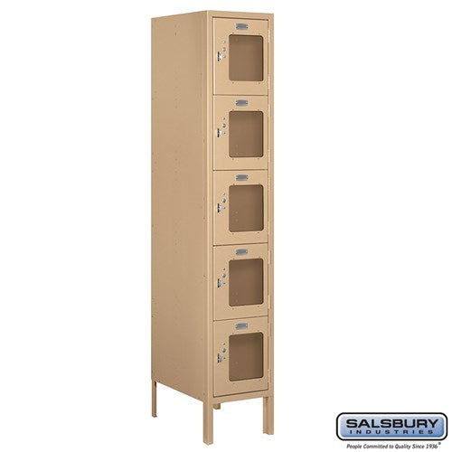 12" Wide Five Tier Box Style See-Through Metal Locker - 1 Wide - 5 Feet High - 18 Inches Deep