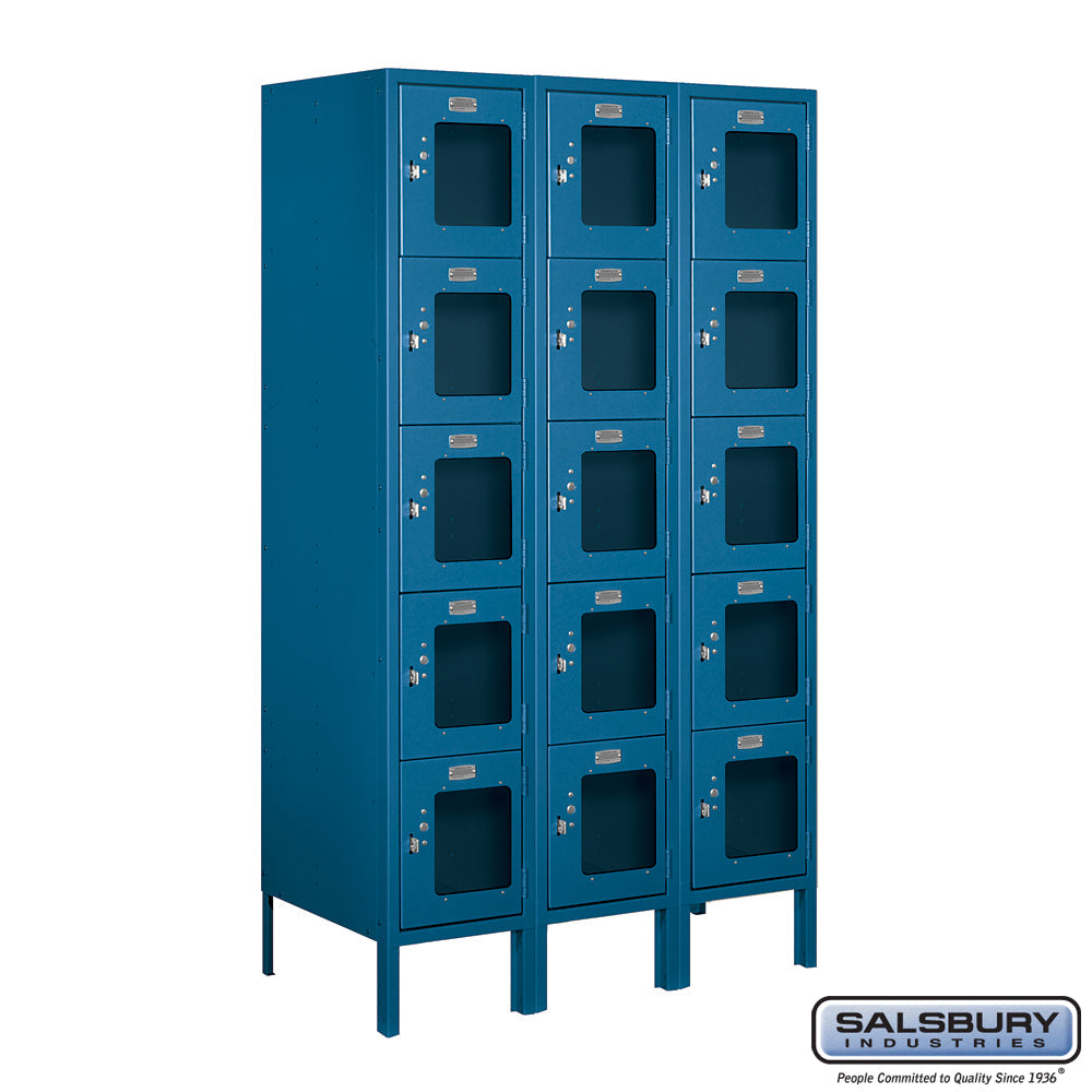 12" Wide Five Tier Box Style See-Through Metal Locker - 3 Wide - 5 Feet High - 18 Inches Deep