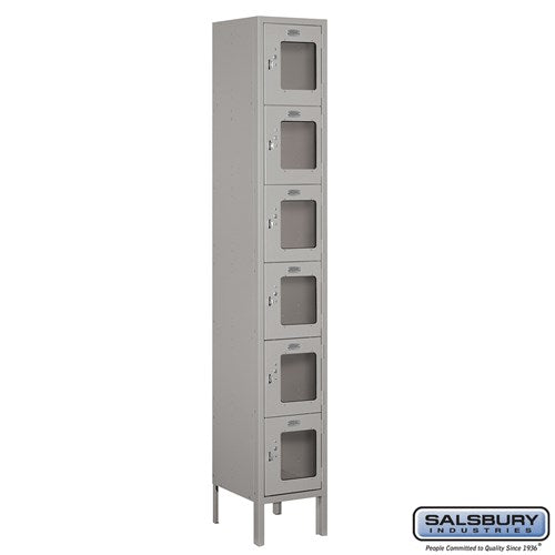 12" Wide Six Tier Box Style See-Through Metal Locker - 1 Wide - 6 Feet High - 12 Inches Deep