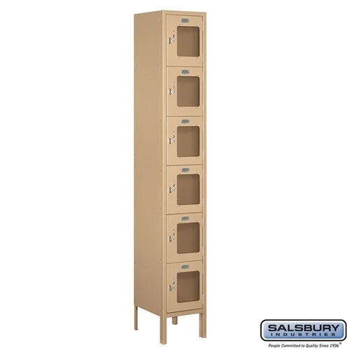 12" Wide Six Tier Box Style See-Through Metal Locker - 1 Wide - 6 Feet High - 12 Inches Deep