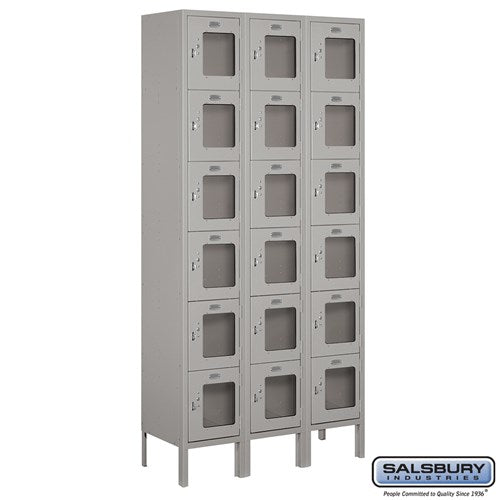 12" Wide Six Tier Box Style See-Through Metal Locker - 3 Wide - 6 Feet High - 12 Inches Deep