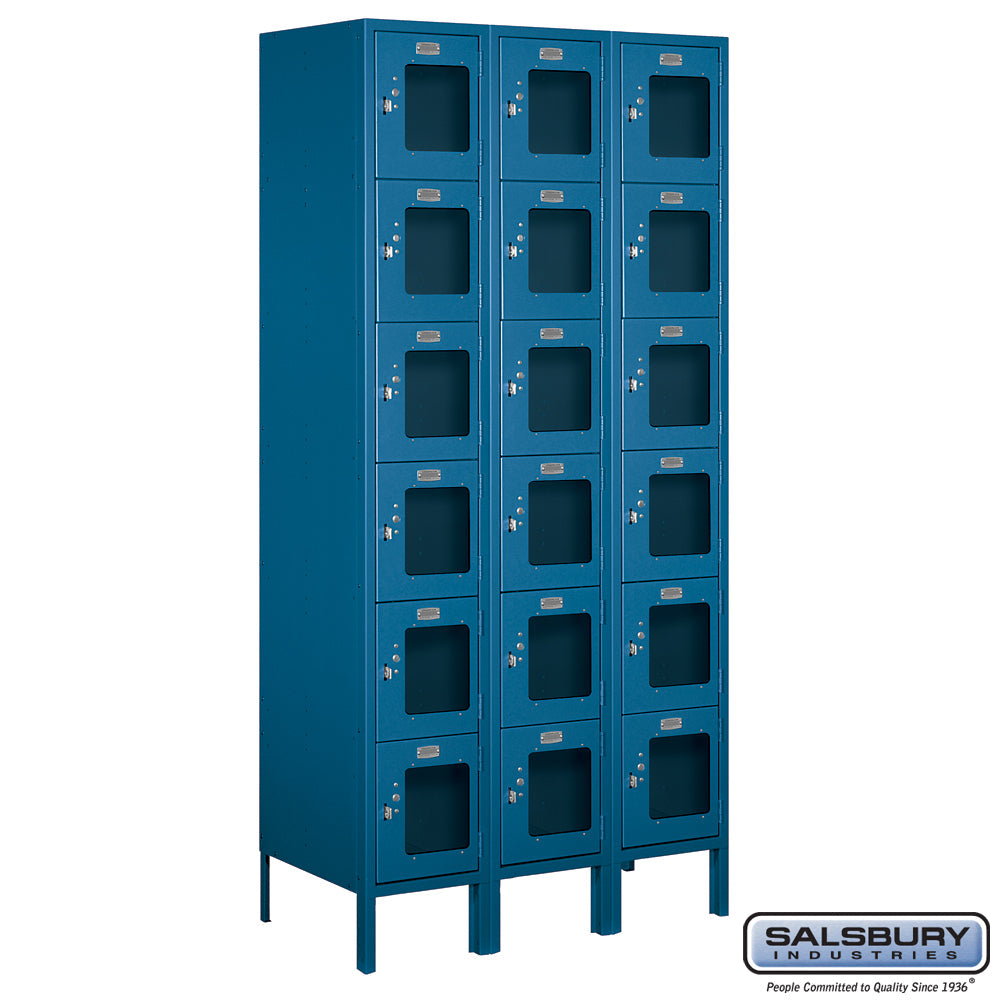 12" Wide Six Tier Box Style See-Through Metal Locker - 3 Wide - 6 Feet High - 18 Inches Deep