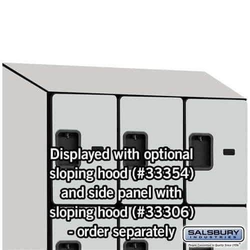 Salsbury 12-Door 4 Tier Designer Wood Locker with Sloped Hood and Side Panel Installed Image