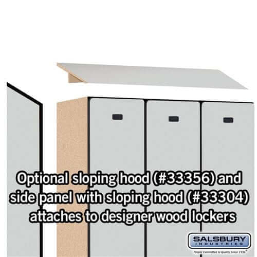 Salsbury 3-Door Single Tier Designer Wood Locker Side Panel and Sloping Hood Example Photo
