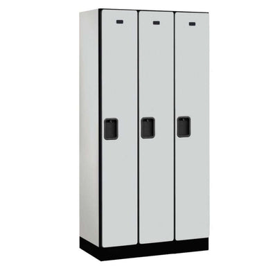 Salsbury Gray 3-Door Single Tier Designer Wood Locker Studio Image 