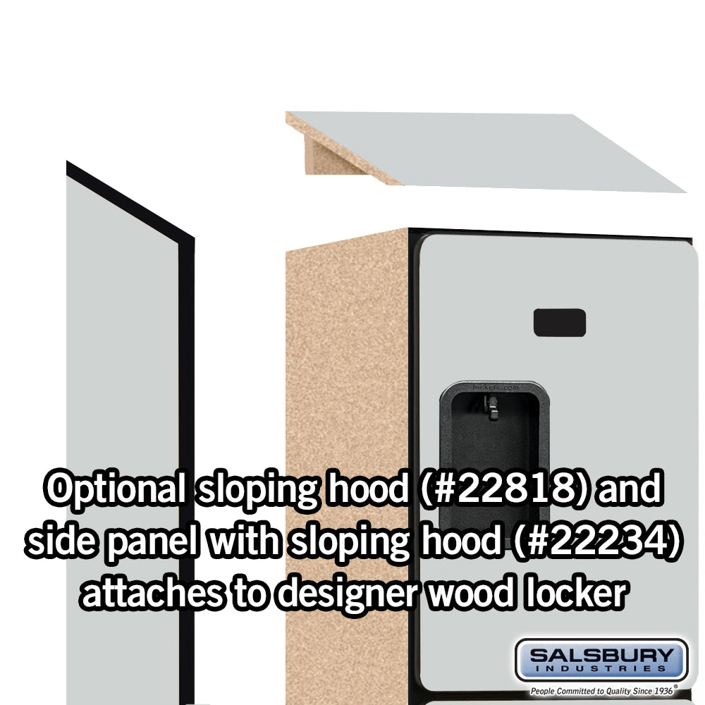 Salsbury 4 Tier 4-Door Designer Wood Locker Side Panel and Sloped Hood Example Image 