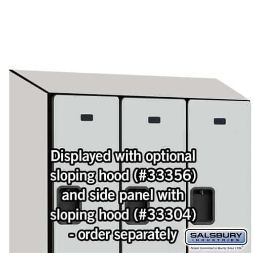 Salsbury 6-Door 2 Tier Designer Wood Locker Side Panel And Sloped Hood Installed Example Photo