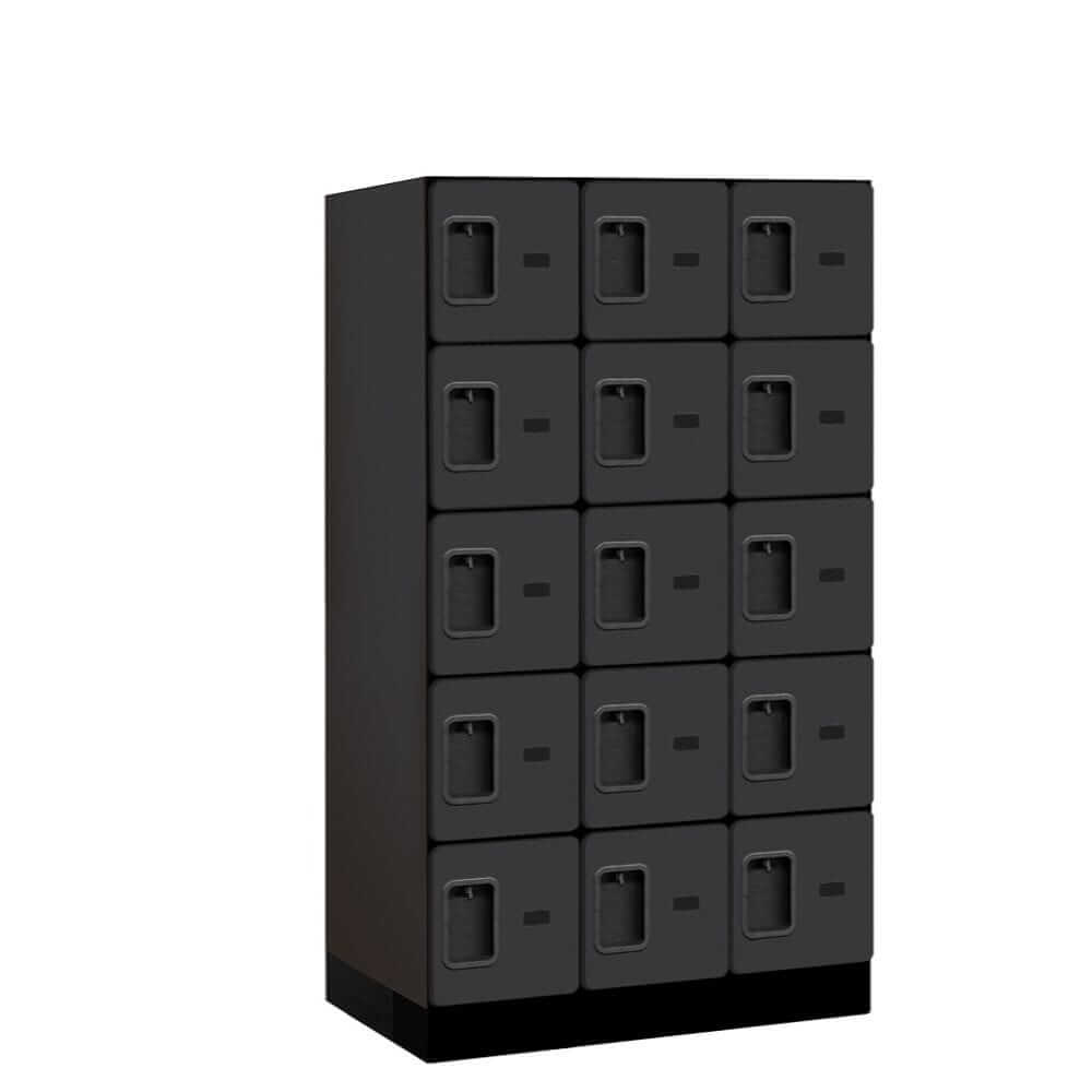 Salsbury Black 5 Tier 15-Door Designer Wood Locker Studio Image