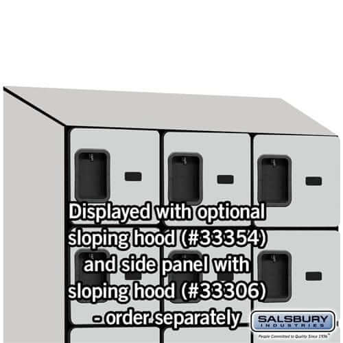 Salsbury Gray 5 Tier 15-Door Designer Wood Locker Side Panel and Sloped Hood Installed Image