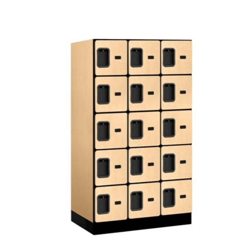 Salsbury Maple 5 Tier 15-Door Designer Wood Locker Studio Image