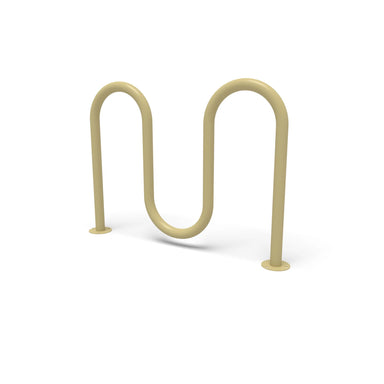 Sand Wabash Valley 5 Bike Serpentine Rack, 3 loops, surface mount on 6 inch base plates, model BRK538S, powder coated steel serpentine bike rack