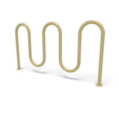 Sand Wabash Valley 7 Bike Serpentine Rack, 5 loops on surface mount base plates, model BRK534S, powder coated steel bike rack for multiple bikes
