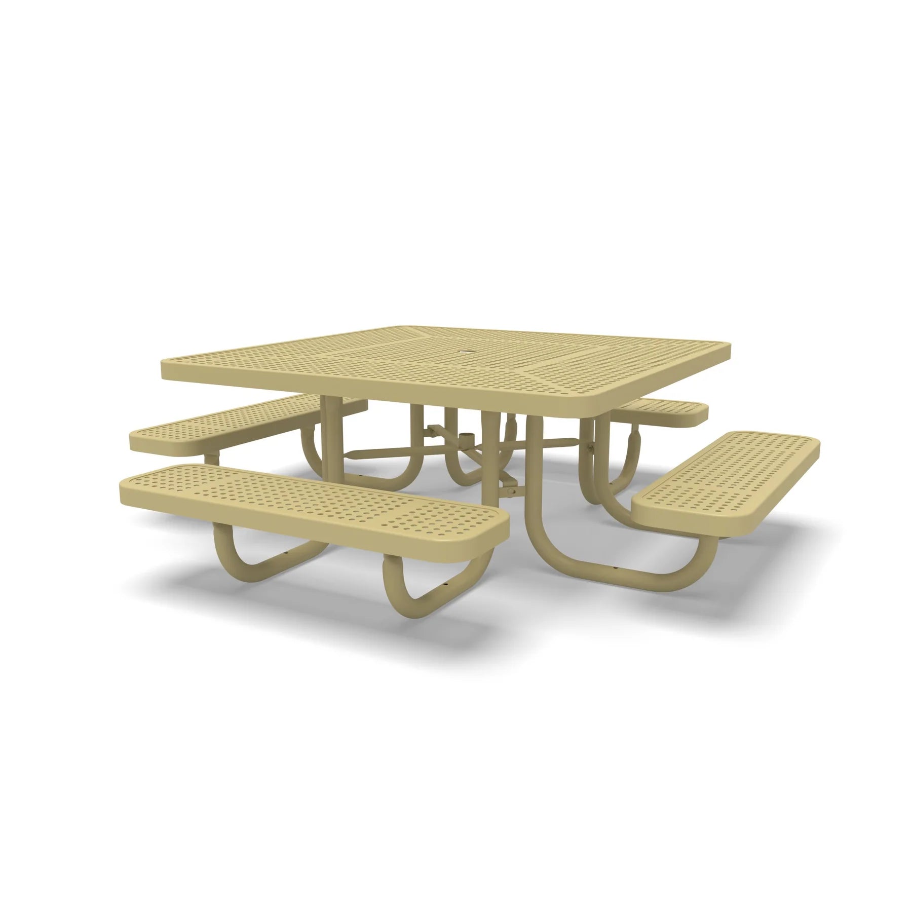Sand Wabash Valley Children's Signature Square Perforated Metal Portable Picnic Table in plastisol-coated steel, outdoor classroom furniture for young children