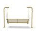 Sand Wabash Valley Estate Diamond Swing Bench, back view, plastisol-coated steel seat on inground posts, hanging bench swing on chains
