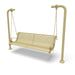 Sand Wabash Valley Estate Perforated Swing Bench, plastisol-coated steel seat on inground posts, metal swing bench