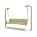 Sand Wabash Valley Estate Ribbed Swing Bench, plastisol-coated steel seat on inground posts, hanging bench swing on chains