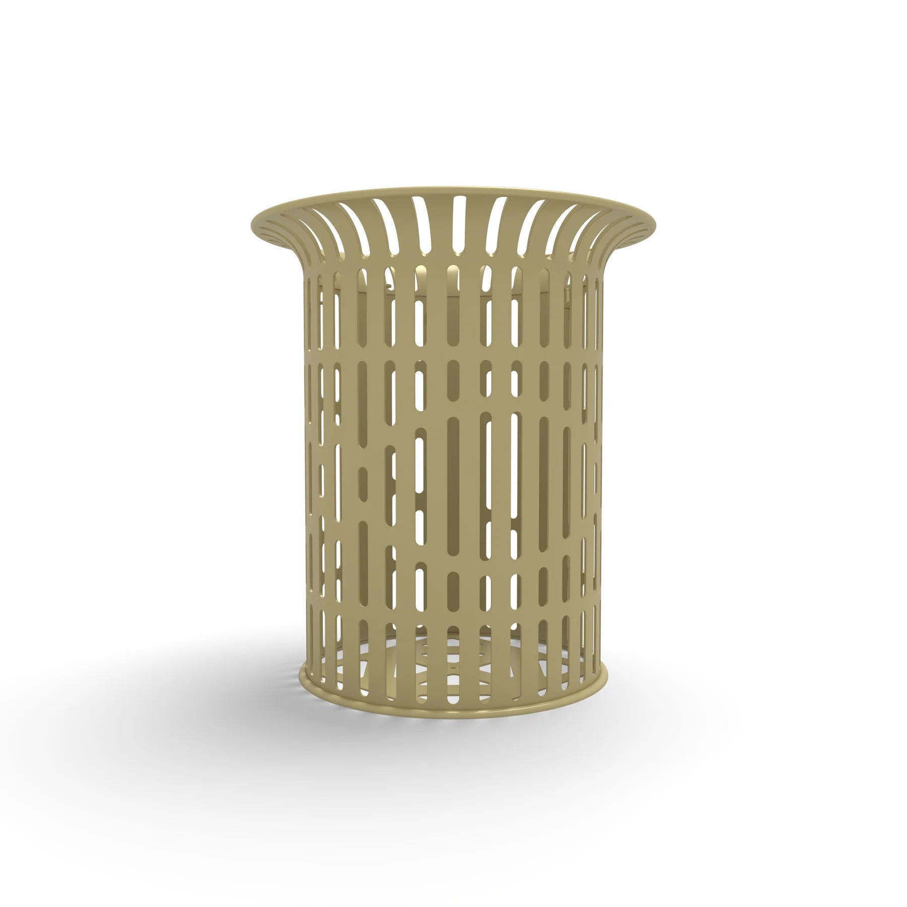 Sand Wabash Valley Flared Commercial Trash Receptacle, Ribbed, plastisol coated steel with a flared top, model FR400R, stadium trash can
