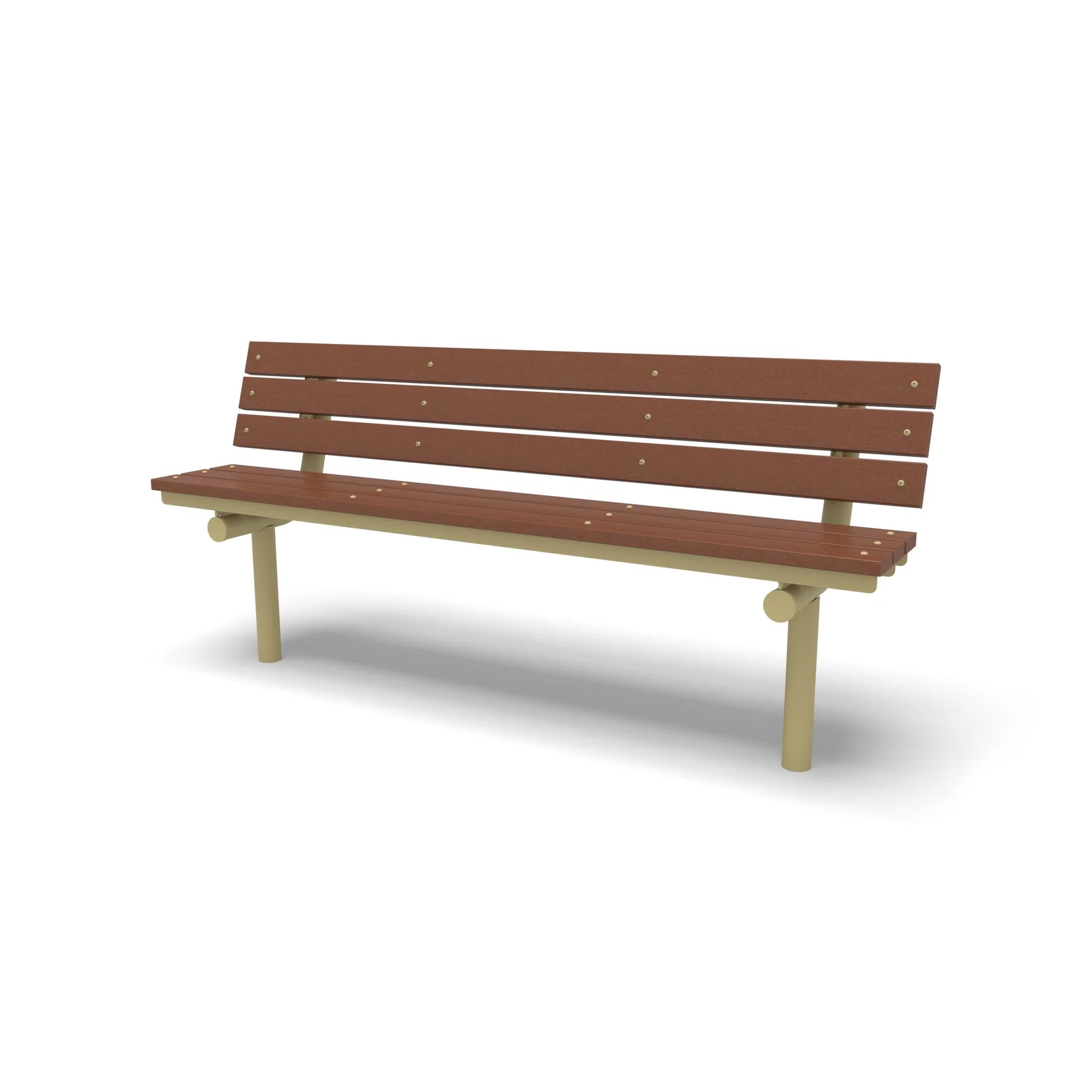 Sand Wabash Valley Rinnova Recycled Plastic Bench with Cedar planks, Inground mount, outdoor bench with back