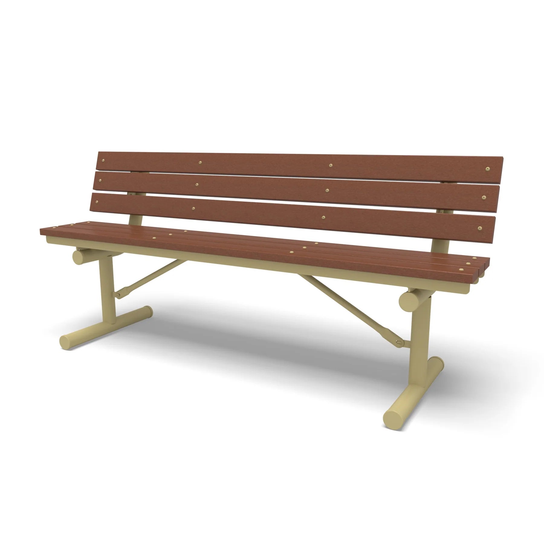 Sand Wabash Valley Rinnova Recycled Plastic Bench with Cedar planks, Portable braced legs, outdoor benches for parks