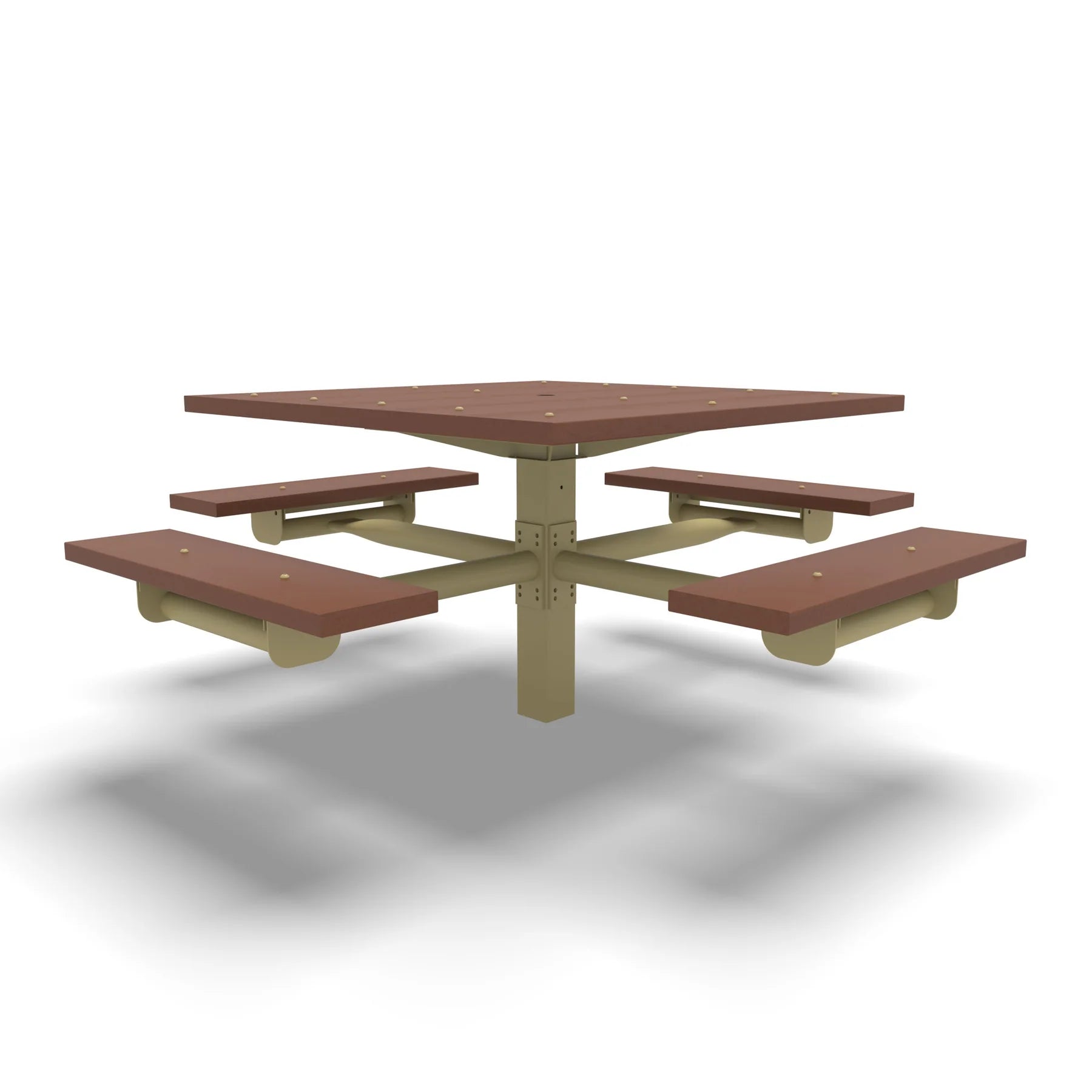 Sand Wabash Valley Rinnova Square Picnic Table, 4 Seats, Surface Mount, Cedar recycled plastic planks, outdoor cafe table
