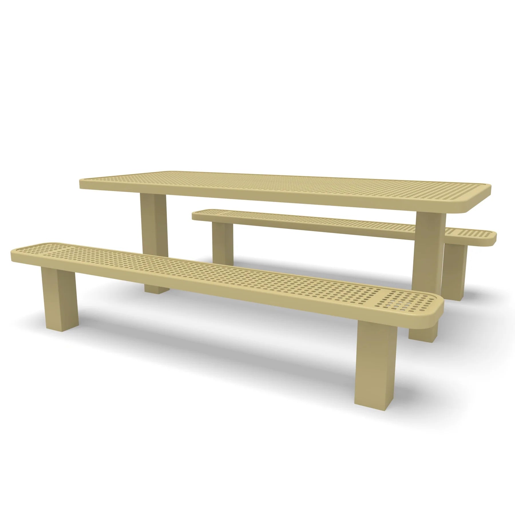 Sand Wabash Valley Signature Multi-Pedestal 6 ft Perforated Inground Picnic Table in plastisol-coated steel, model SG205P, picnic tables wholesale