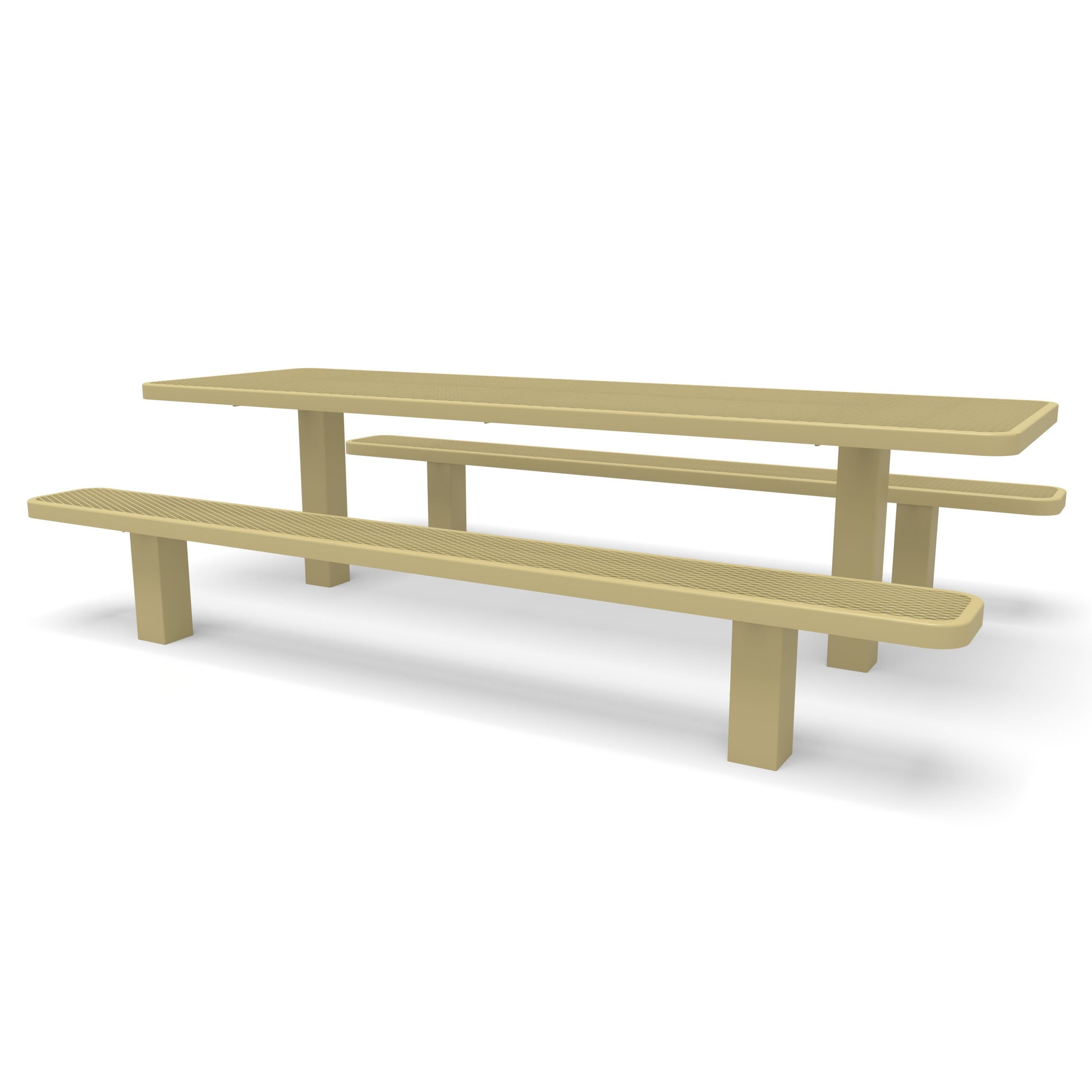Sand Wabash Valley Signature Multi-Pedestal 8 ft Diamond Inground Picnic Table in plastisol-coated steel, model SG206D, in ground picnic table
