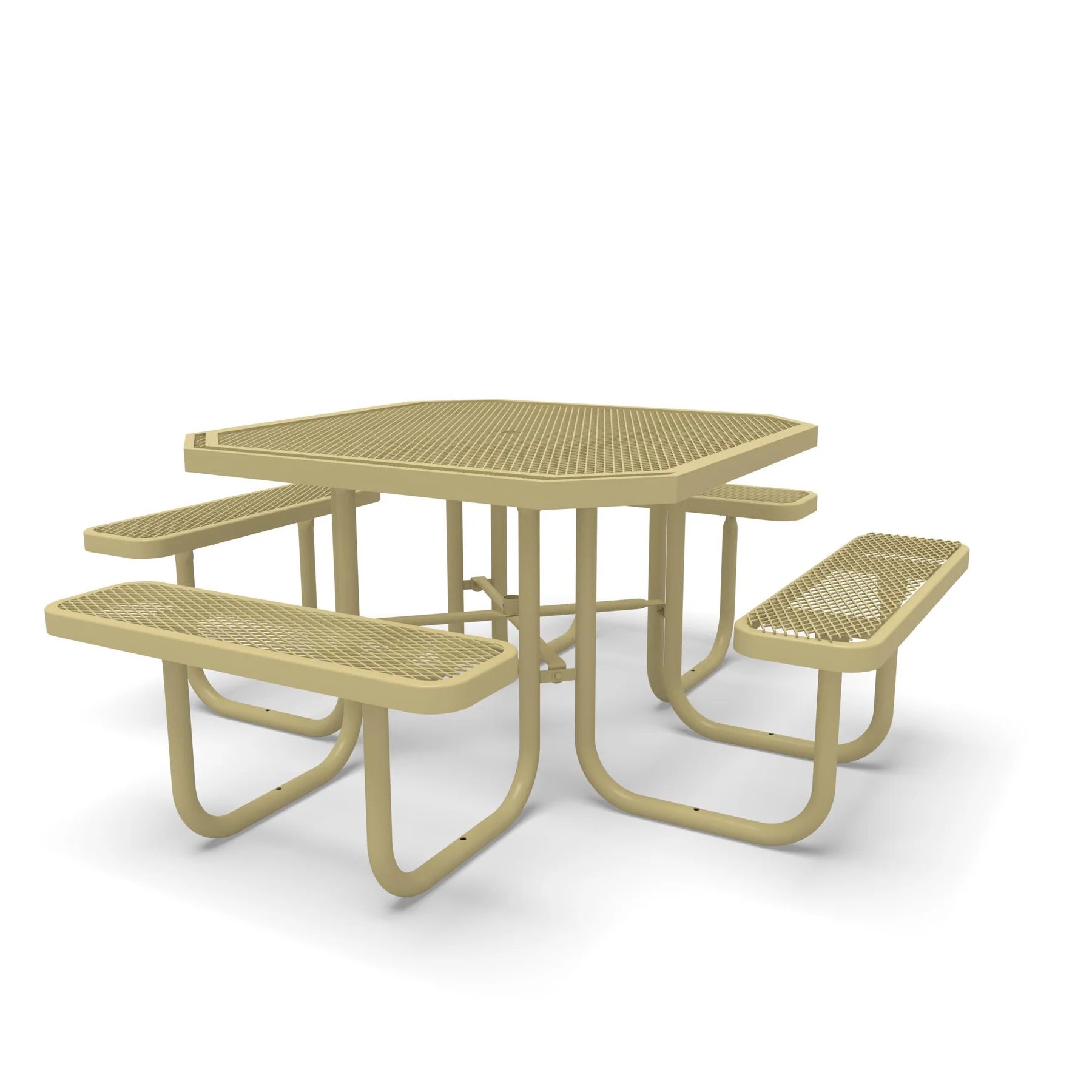 Sand Wabash Valley Signature Octagon Diamond Metal Portable Picnic Table, solid sand frame, top and seats, plastisol-coated steel, 8 sided picnic table