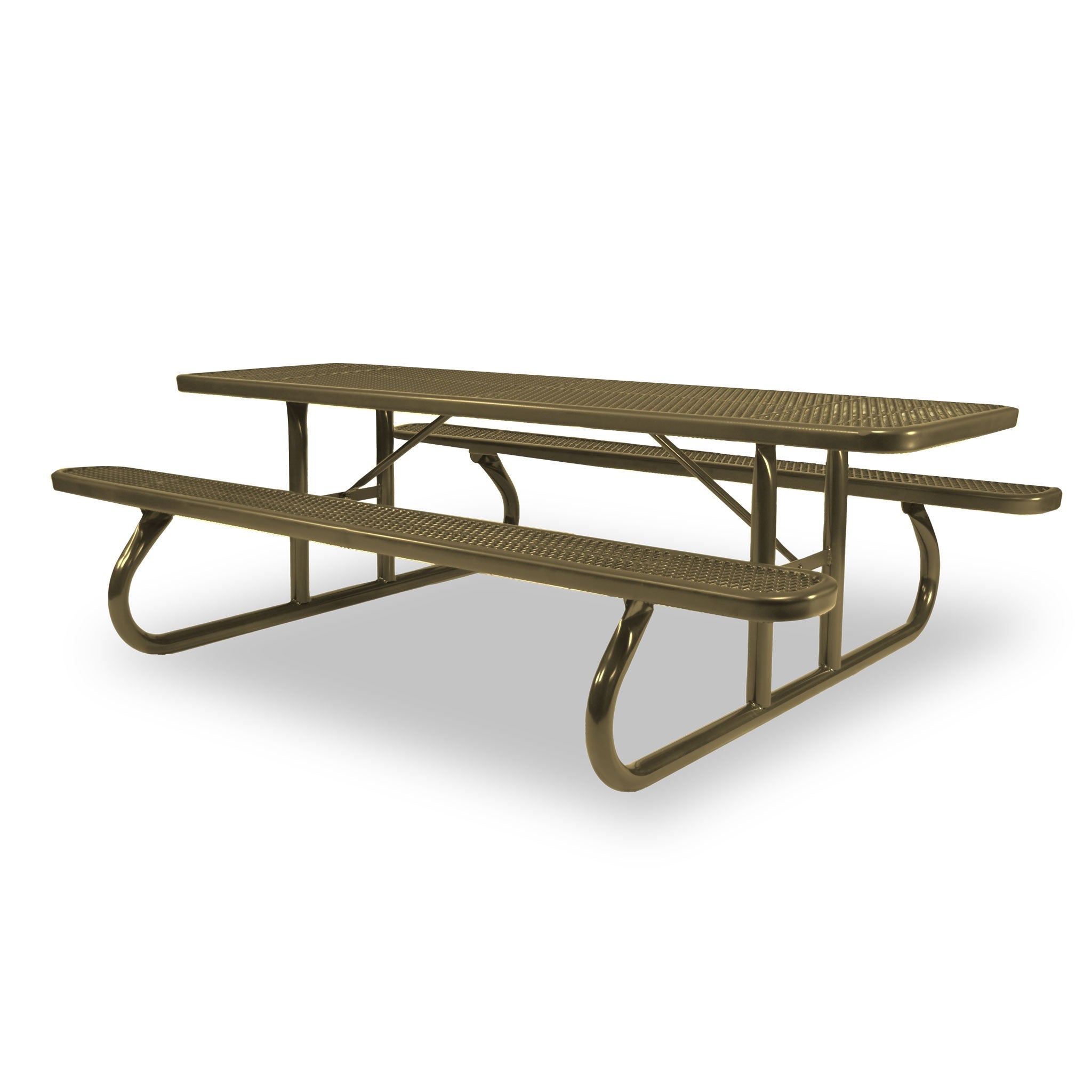 Sand Wabash Valley Signature Portable Picnic Table, sand top, seats and frame, 8' Standard, Perforated pattern, outdoor school lunch tables