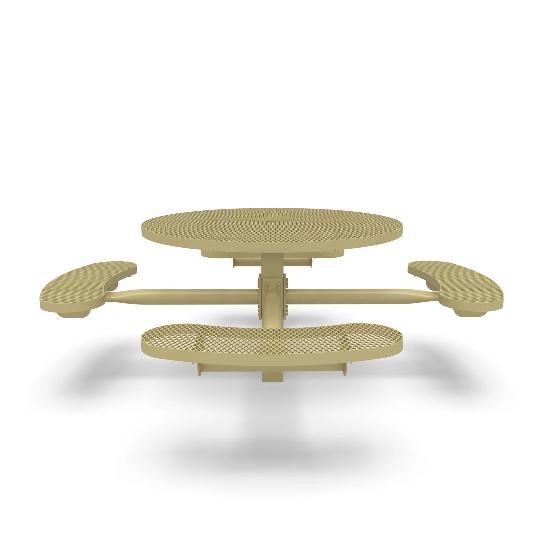Sand Wabash Valley Signature Round Pedestal Picnic Table, Diamond, Standard - 4 Seats - Inground, in plastisol-coated steel, model SG245D, mesh patio table