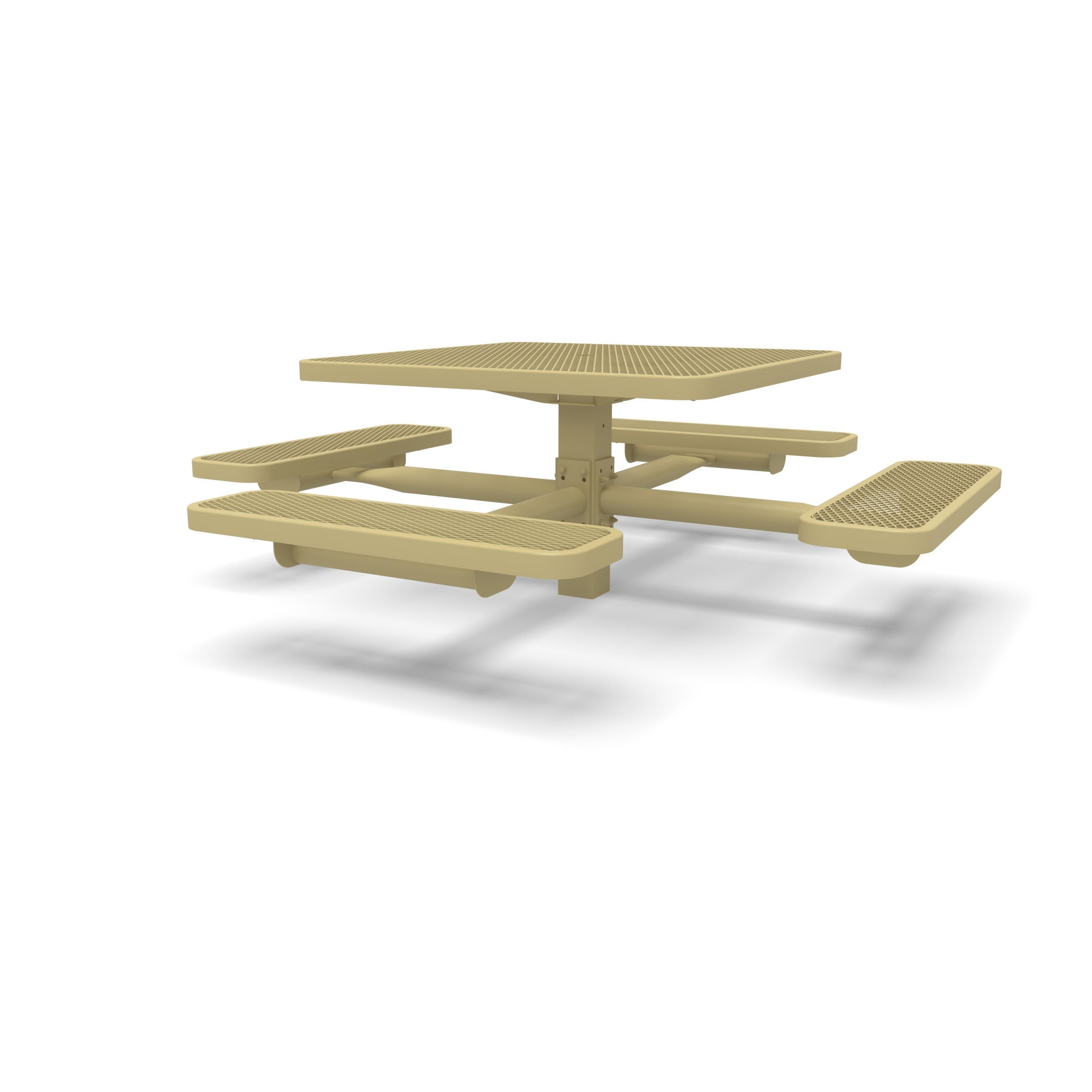 Sand Wabash Valley Signature Square Pedestal Picnic Table, Diamond, Standard - 4 Seats - Inground - 40 Inch, in plastisol-coated steel, model SG215D, 40 inch square table