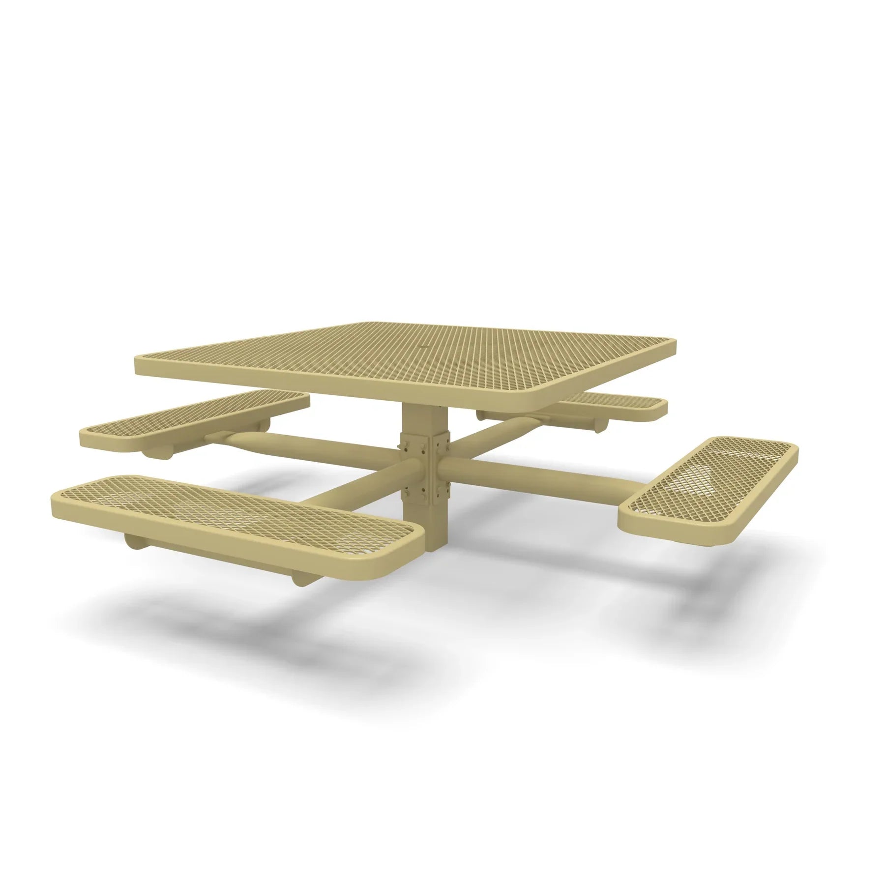 Sand Wabash Valley Signature Square Pedestal Picnic Table, Diamond, Standard - 4 Seats - Inground - 46 Inch, in plastisol-coated steel, model SG230D, patio furniture for business
