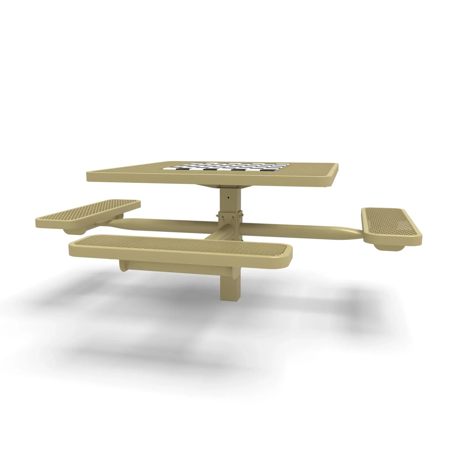 Sand Wabash Valley Signature Square Pedestal Picnic Table, Diamond, Chessboard - ADA Accessible - Inground - 46 Inch, in plastisol-coated steel, model SP230D, outdoor checkers table