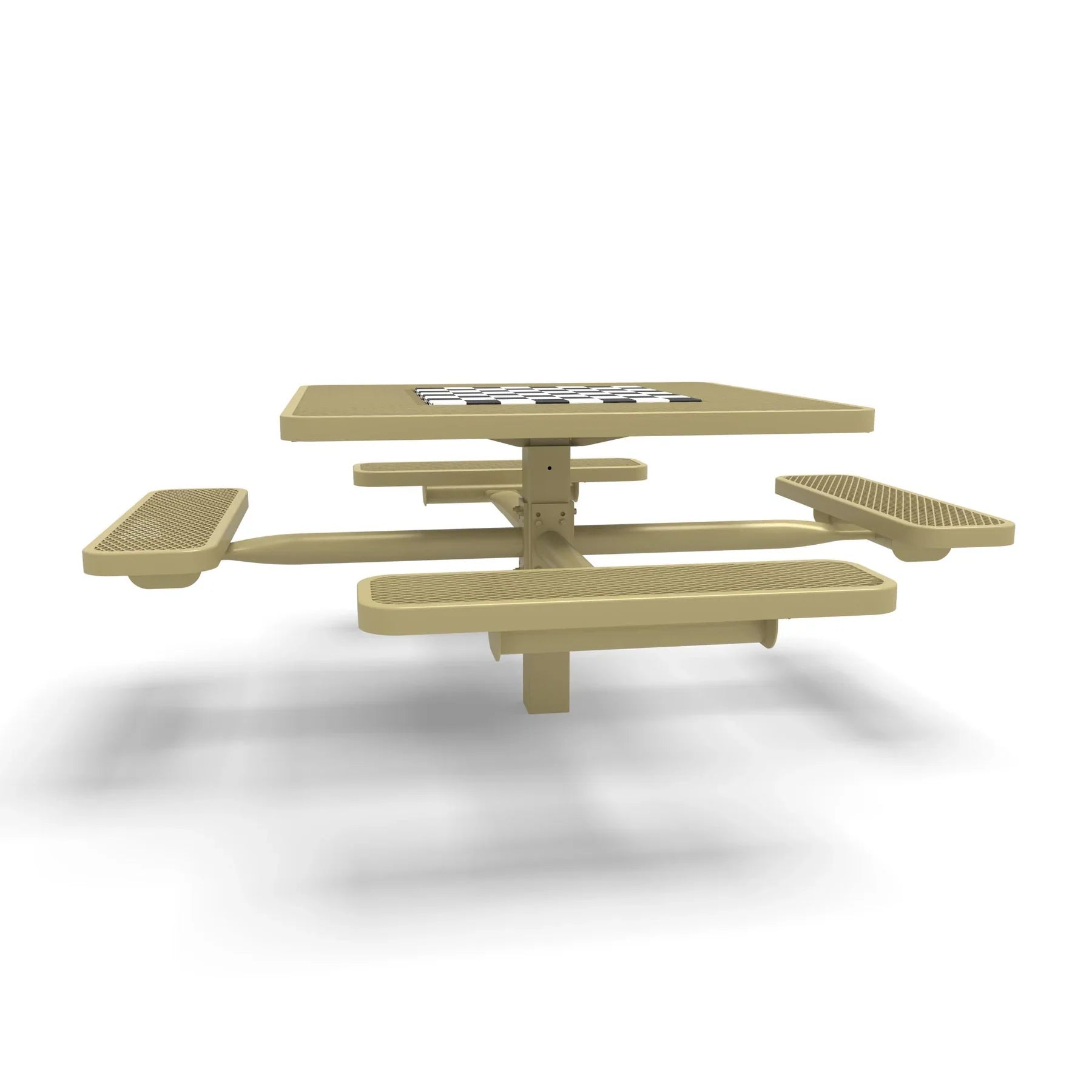 Sand Wabash Valley Signature Square Pedestal Picnic Table, Diamond, Chessboard - 4 Seats - Inground - 46 Inch, in plastisol-coated steel, model SP225D, outdoor checkers table