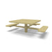 Sand Wabash Valley Signature Square Pedestal Picnic Table, Perforated, Standard - ADA Accessible - Inground - 46 Inch, in plastisol-coated steel, model SG235P, square outdoor dining table