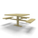 Sand Wabash Valley Signature Square Pedestal Picnic Table, Perforated, Standard - ADA Accessible - Surface Mount - 46 Inch, in plastisol-coated steel, model SG234P, business patio furniture